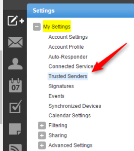 My settings Trusted senders