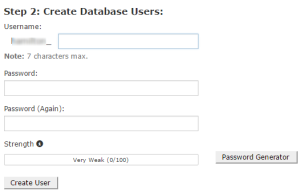 create database users