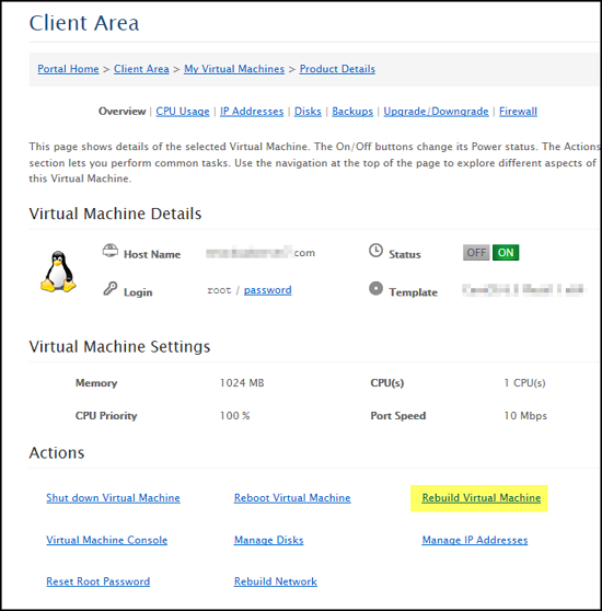 rebuild virtual machine