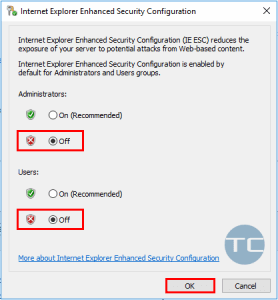 IE ESC for Administrators and/or for Users