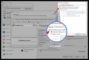 internet email settings outgoing server