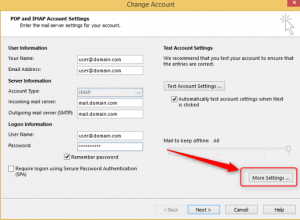 POP and IMAP account settings