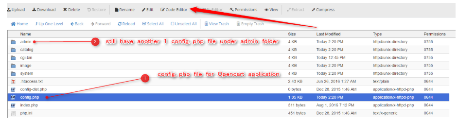 openCart config file