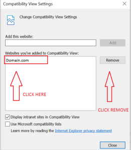 settings to change compatibility view settings