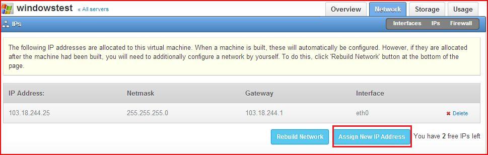 assign new ip address