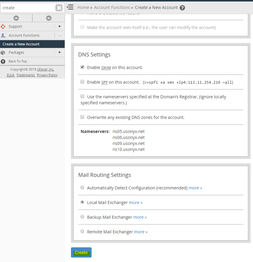 dns settings and mail routing settings