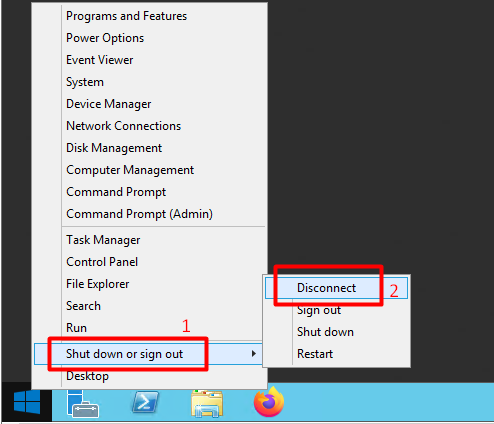 Disconnect in Windows 2012 r2